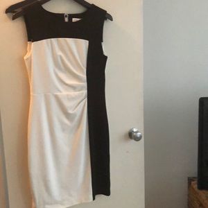 Calvin Klein sheath dress black and white lined